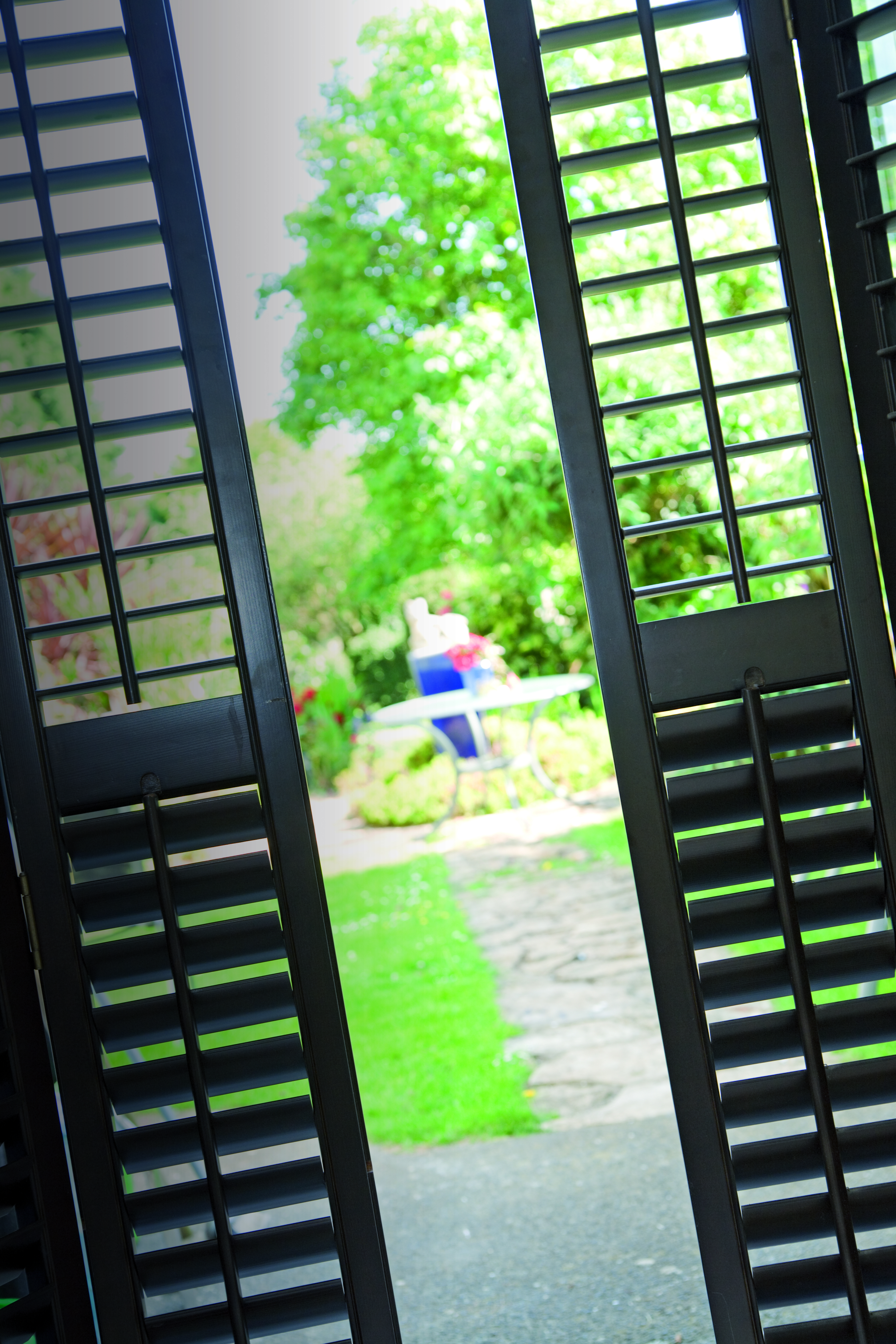 Full Height Black Window Shutters
